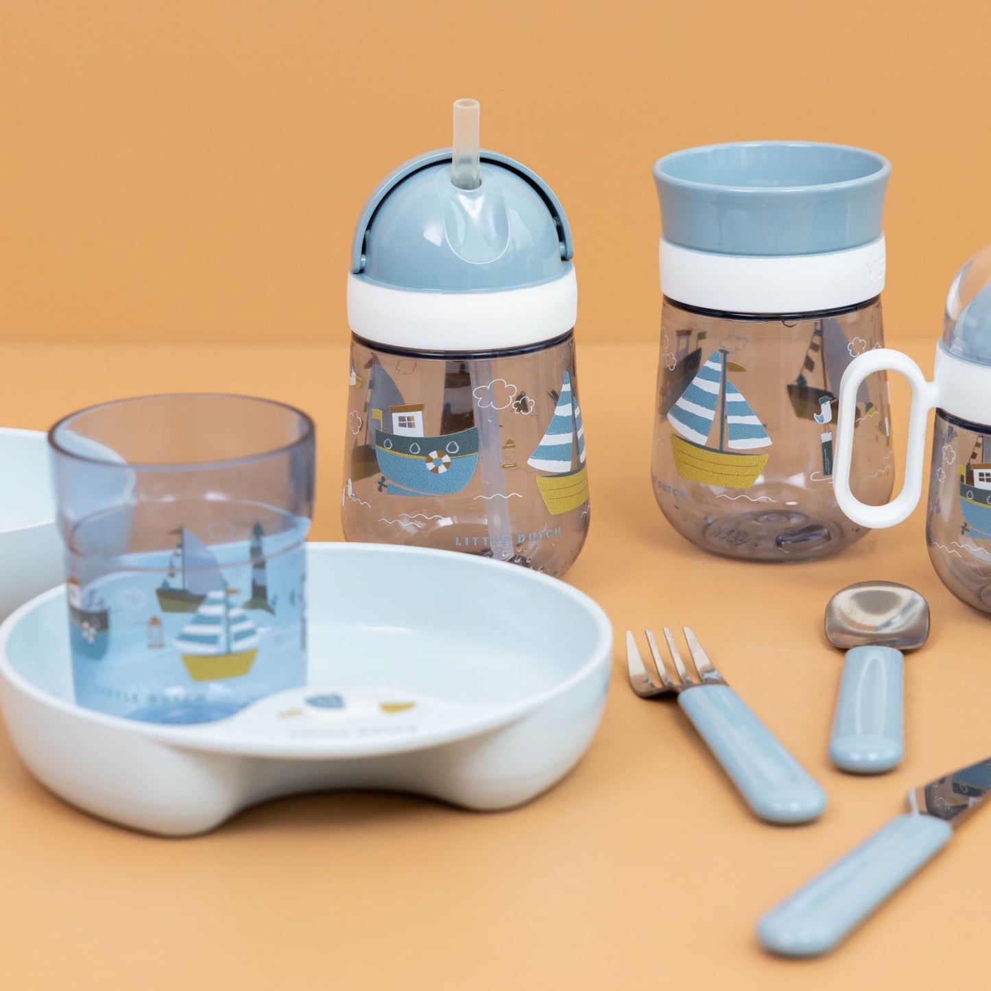 LITTLE DUTCH Plastový detský pohárik na pitie 250 ml NÁMORNÍCKY ZÁLIV