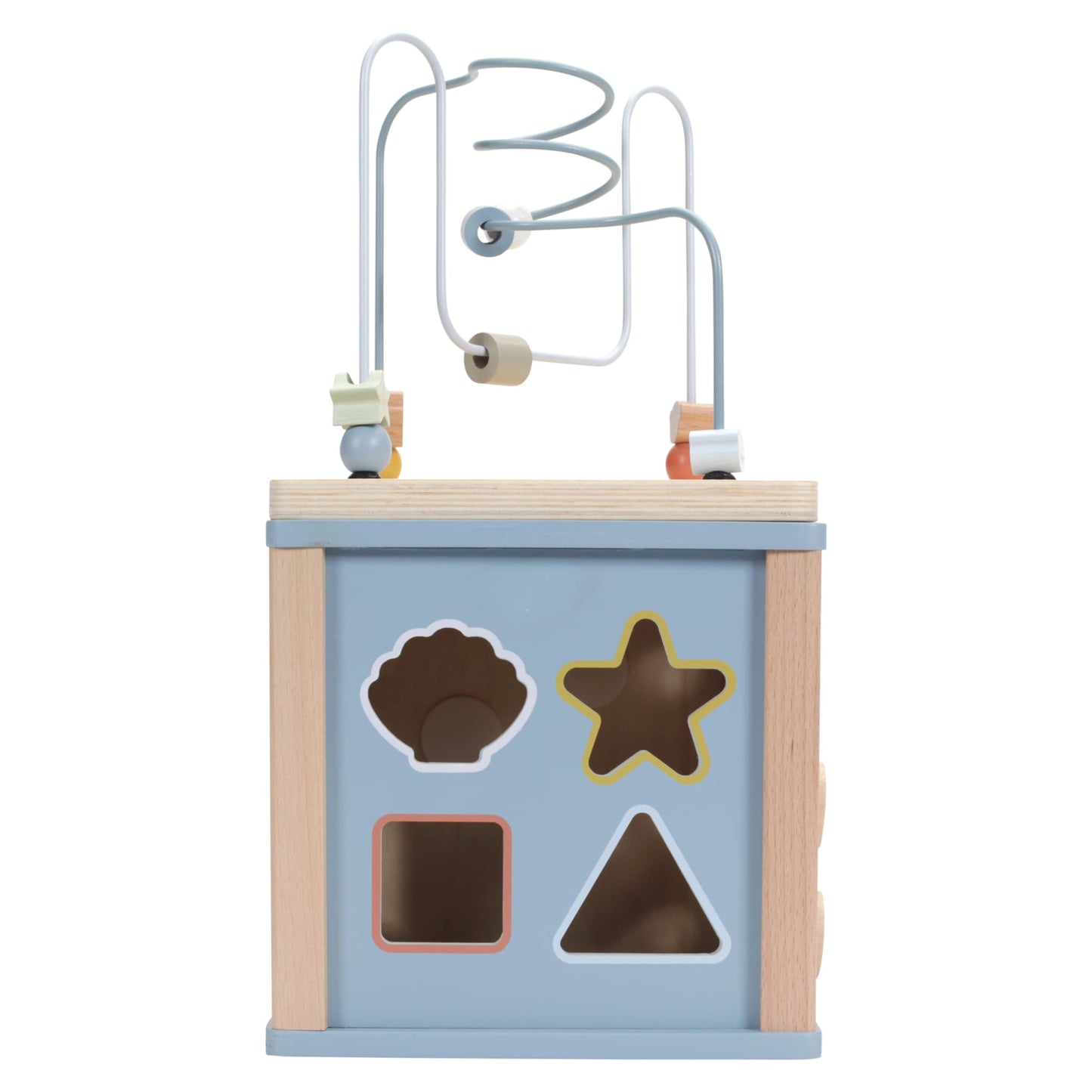 LITTLE DUTCH Drevená detská kocka s aktivitami OCEAN BLUE