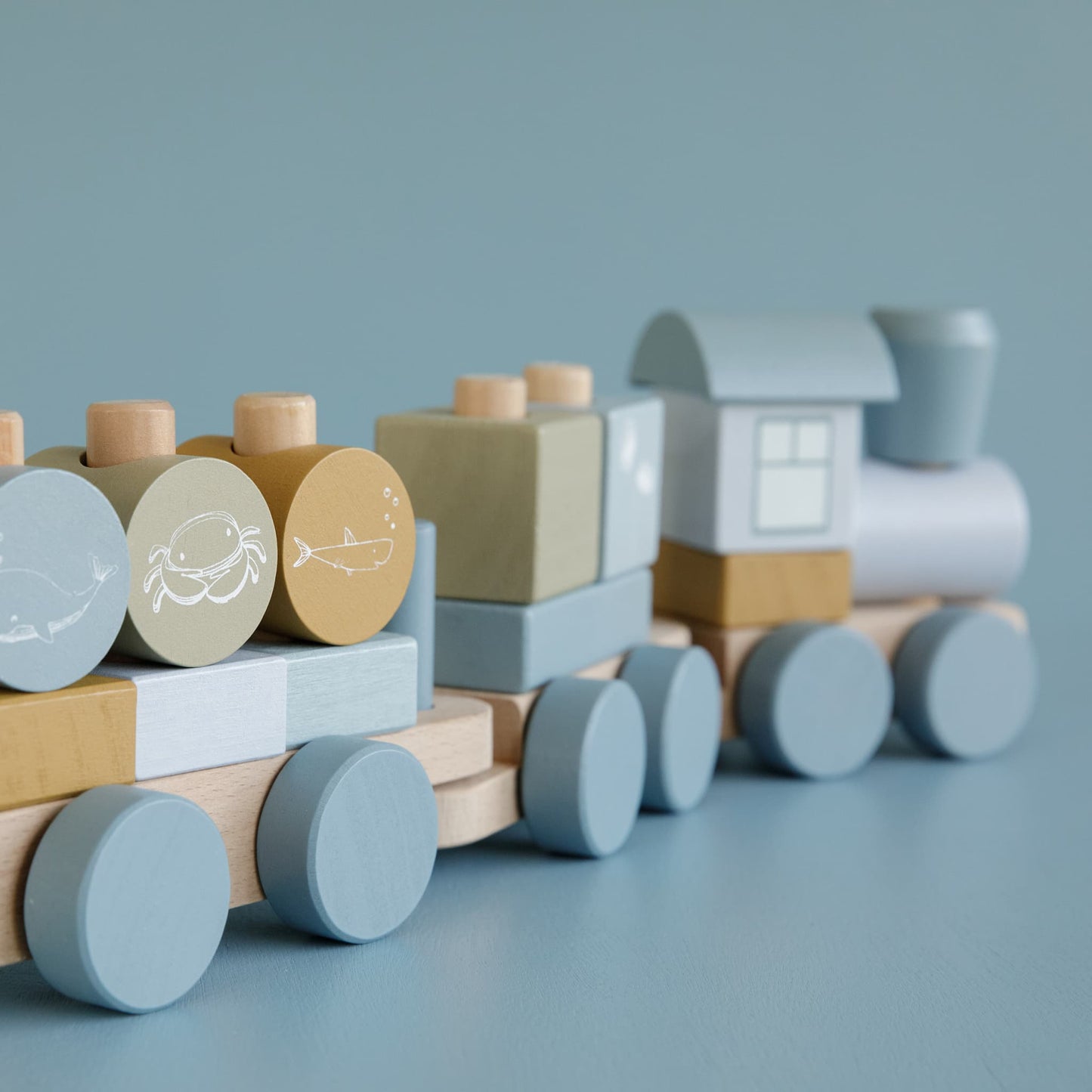 LITTLE DUTCH Drevený detský vláčik OCEAN BLUE