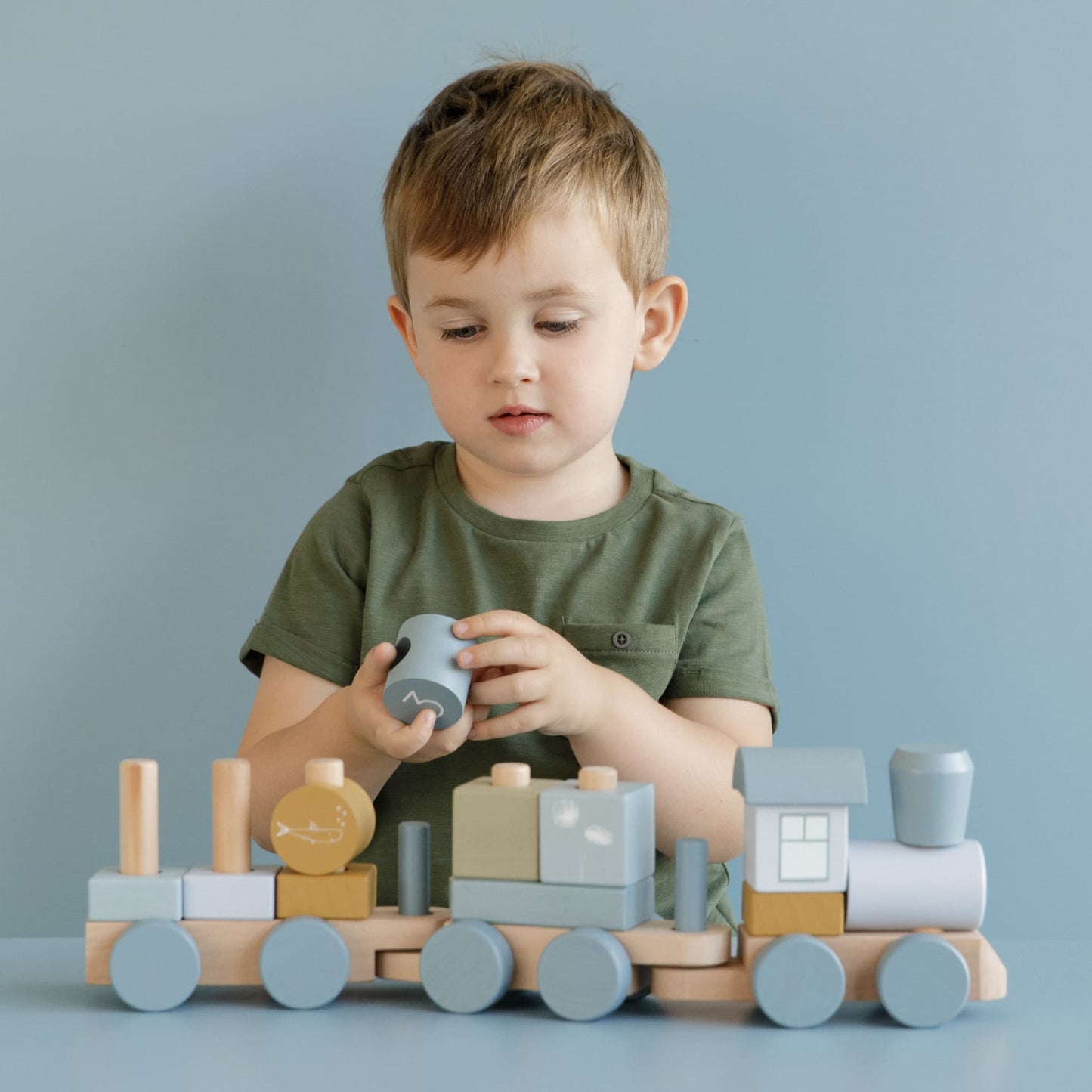 LITTLE DUTCH Drevený detský vláčik OCEAN BLUE