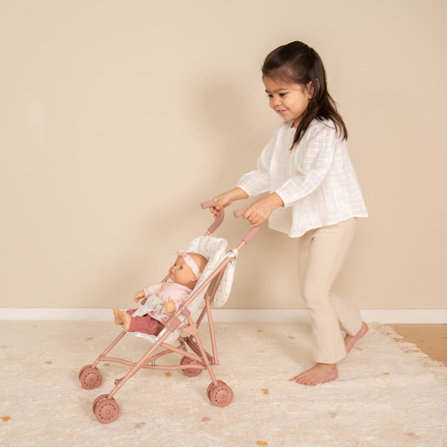 LITTLE DUTCH Kovový detský skladací kočík pre bábiky